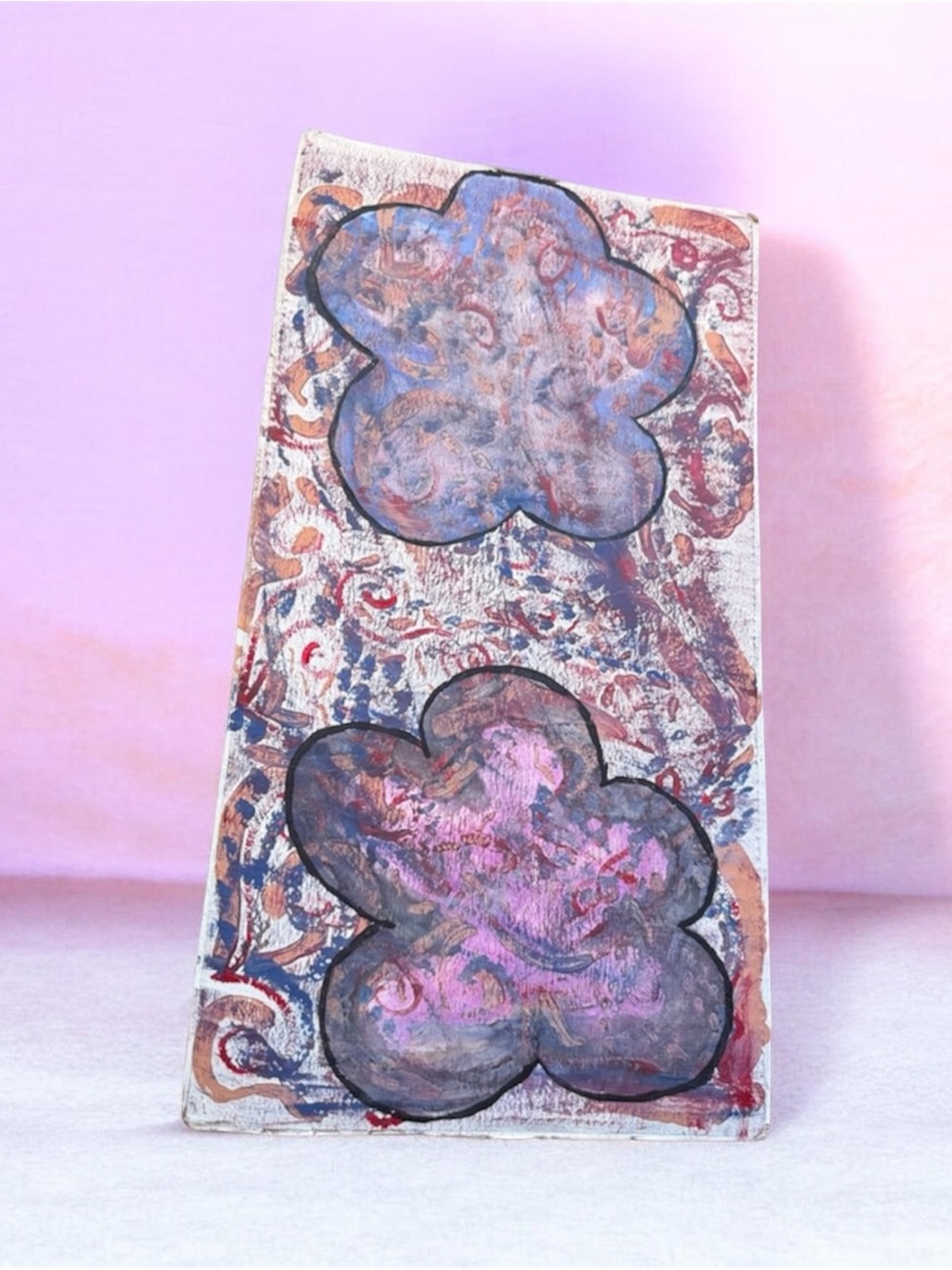 Abstract Floral Cloud Canvas Art in Purple and Pink